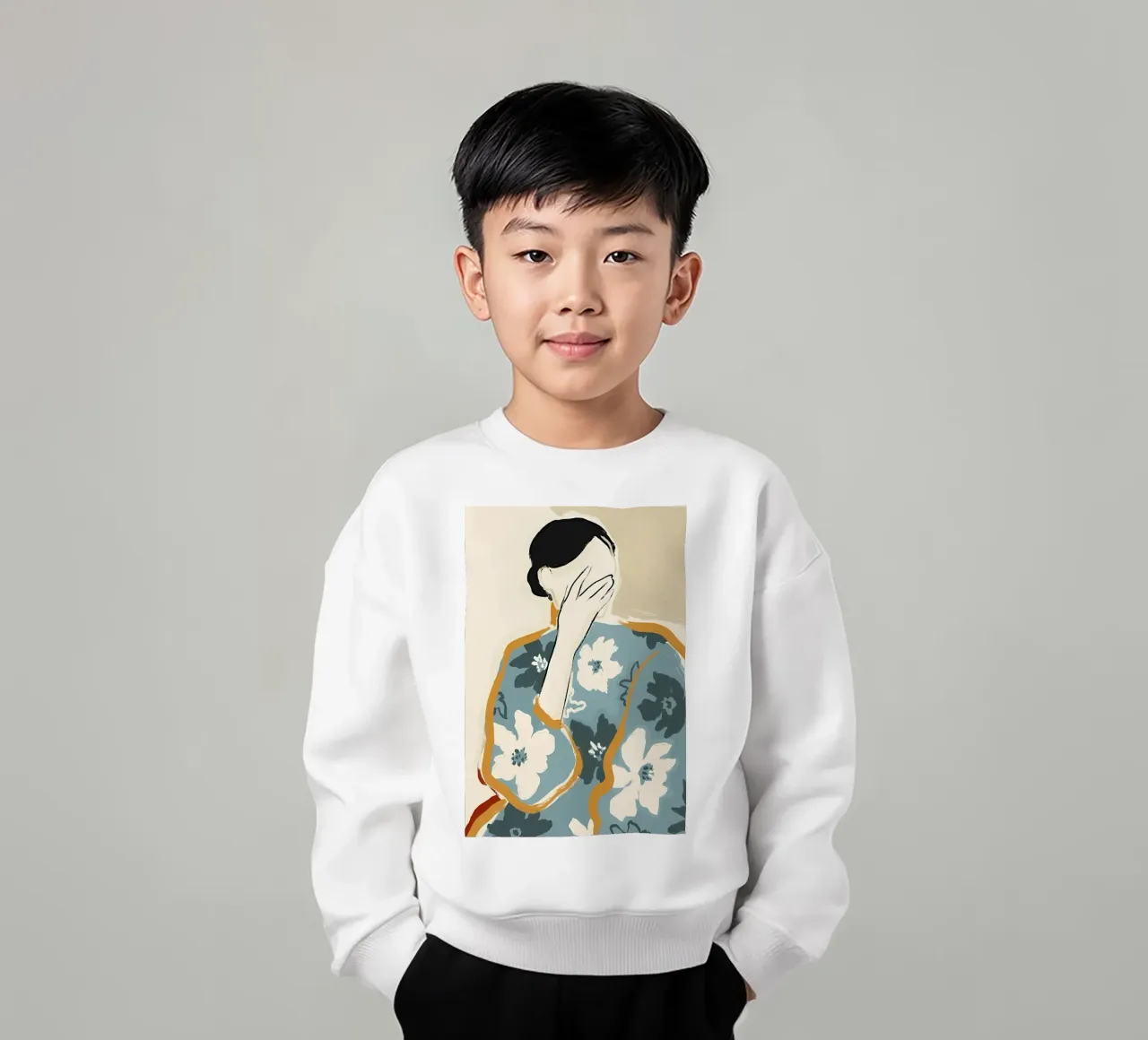 Donna astratta con fiori felpa bambino da Boheme