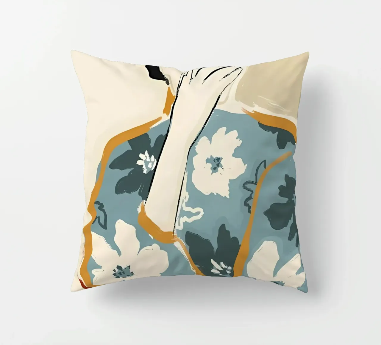 Donna astratta con fiori cuscino da Boheme
