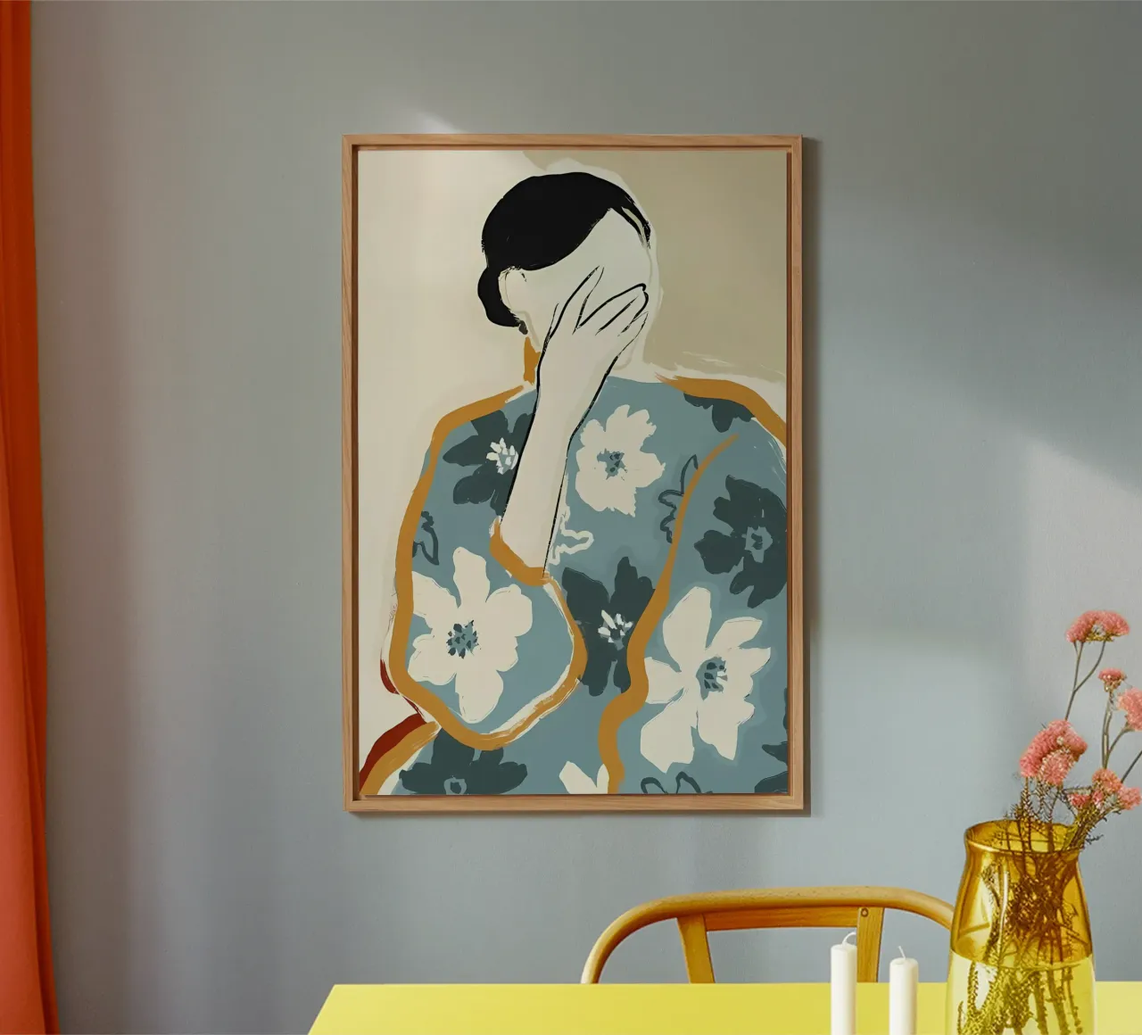 Donna astratta con fiori alluminio dibond da Boheme
