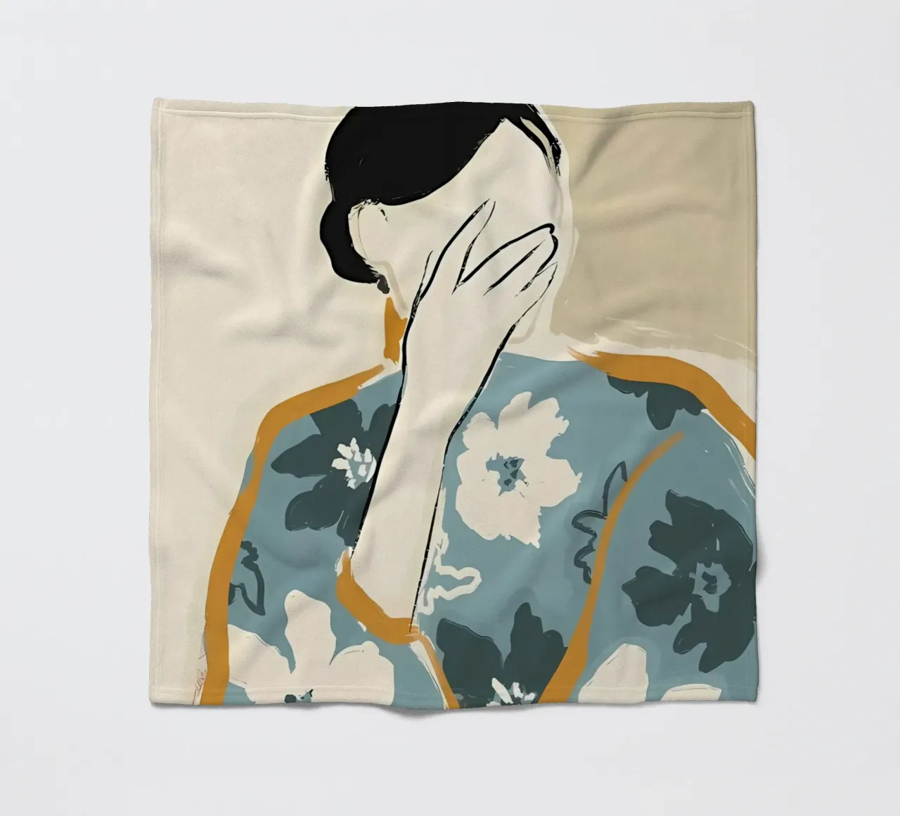Donna astratta con fiori coperta in pile da Boheme