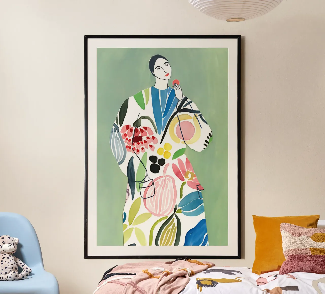Abstract Woman with Flowers, Modern Art, Contemporary Poster hahnemühle by Boheme