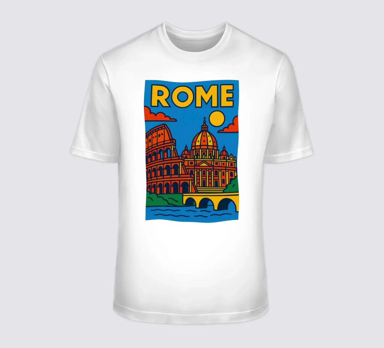 Roma - La Città Eterna in un colore abbagliante t-shirt da JETLAG | affiches voyage