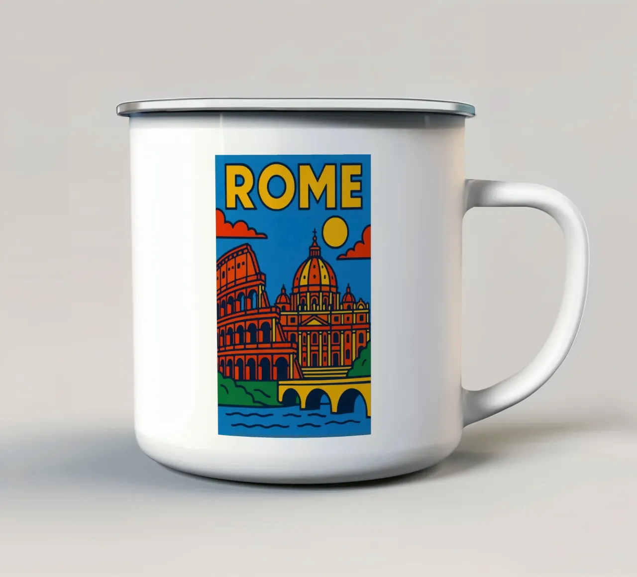Roma - La Città Eterna in un colore abbagliante tazza in smalto da JETLAG | affiches voyage