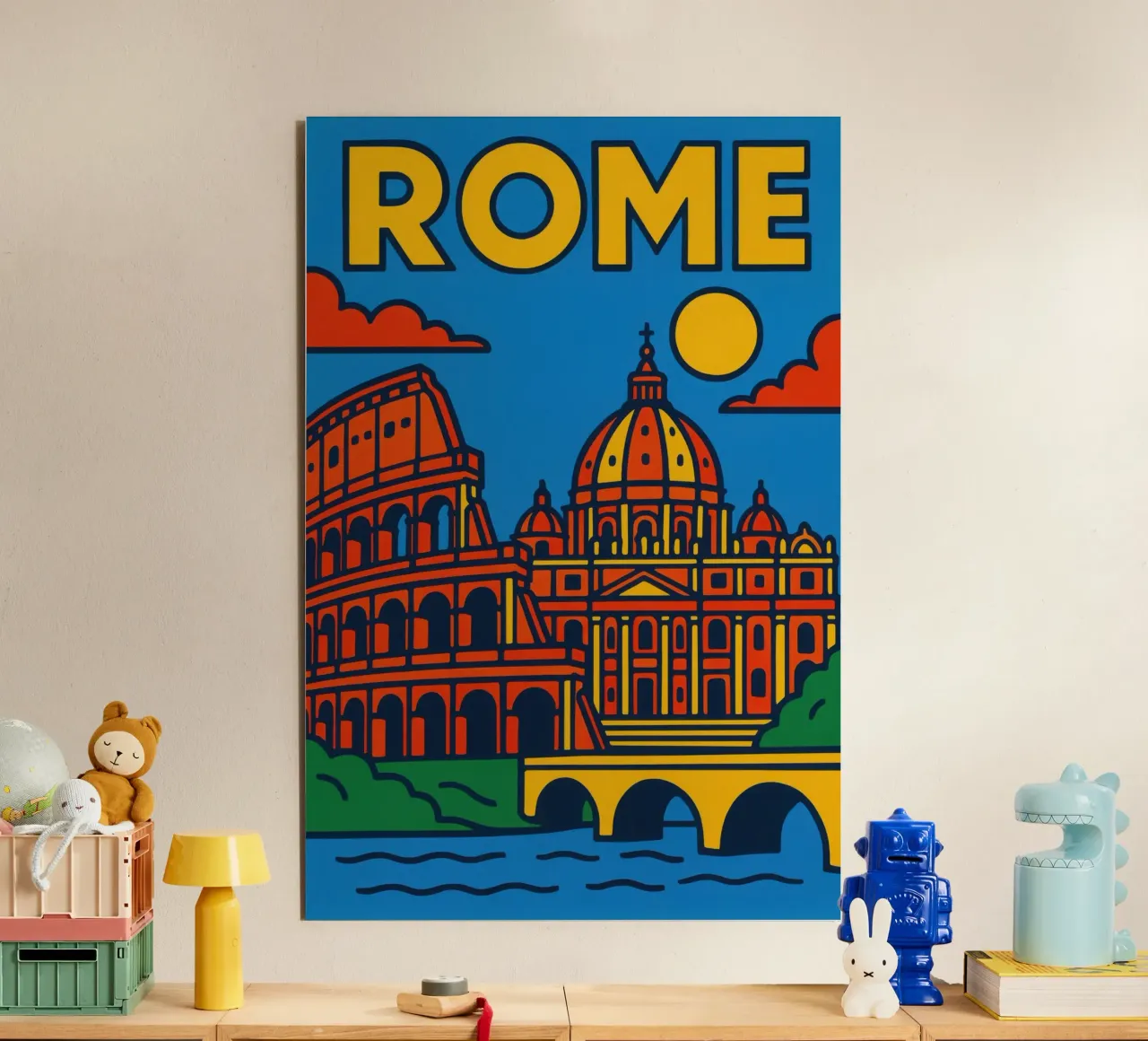 Roma - La Città Eterna in un colore abbagliante alluminio dibond da JETLAG | affiches voyage