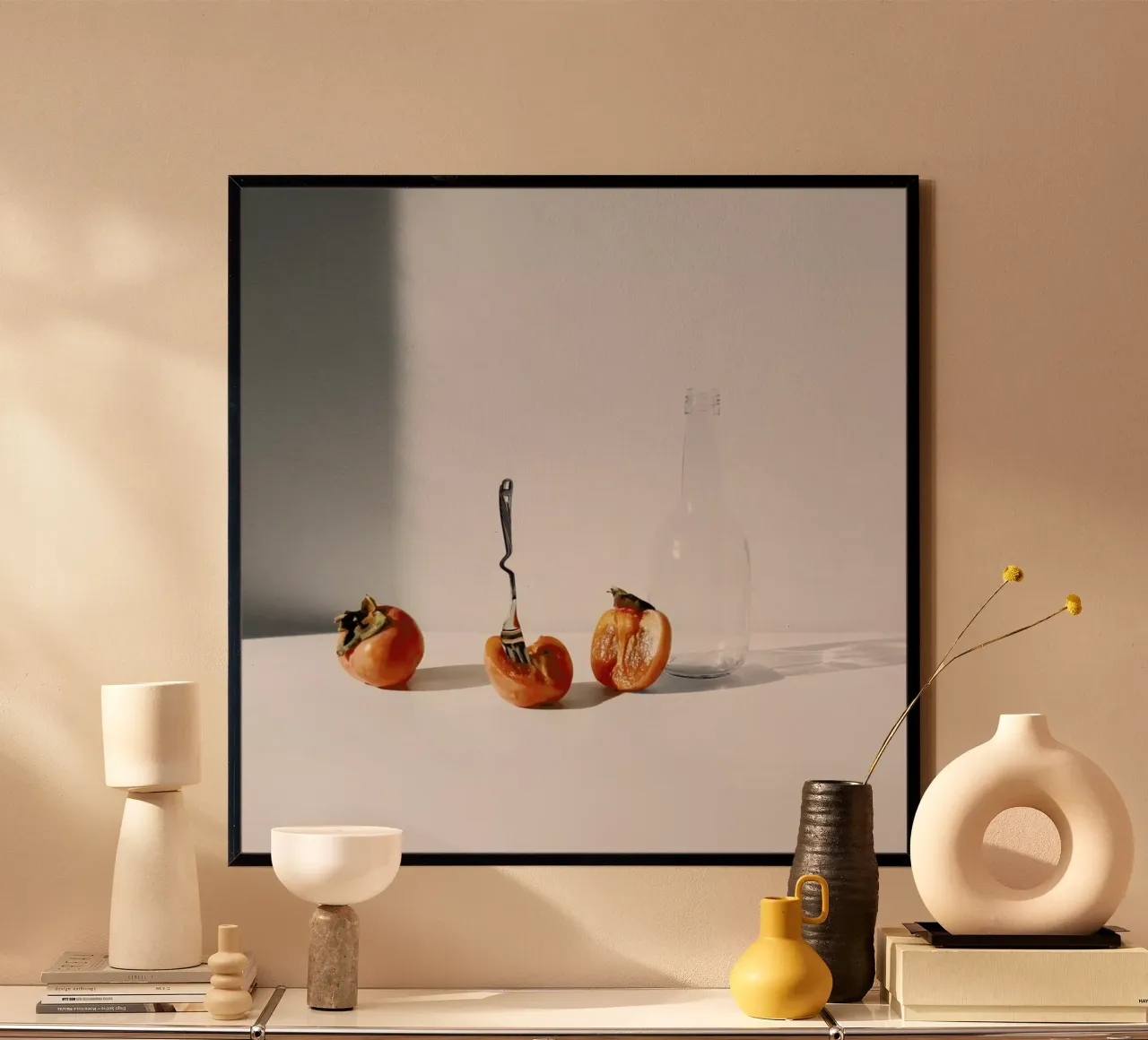 Persimmon Fruit poster con telaio in alluminio da George Griefy