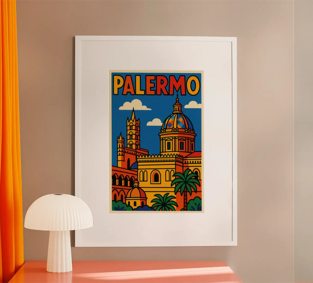 Palermo - Sole, storia e fascino siciliano poster con telaio in plastica da JETLAG | affiches voyage