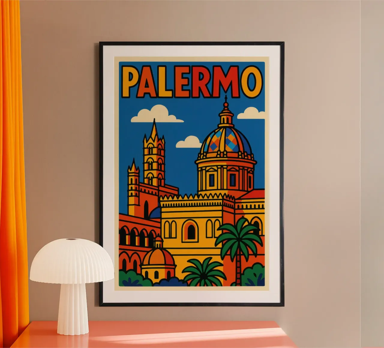 Palermo - Sole, storia e fascino siciliano poster con telaio in plastica da JETLAG | affiches voyage