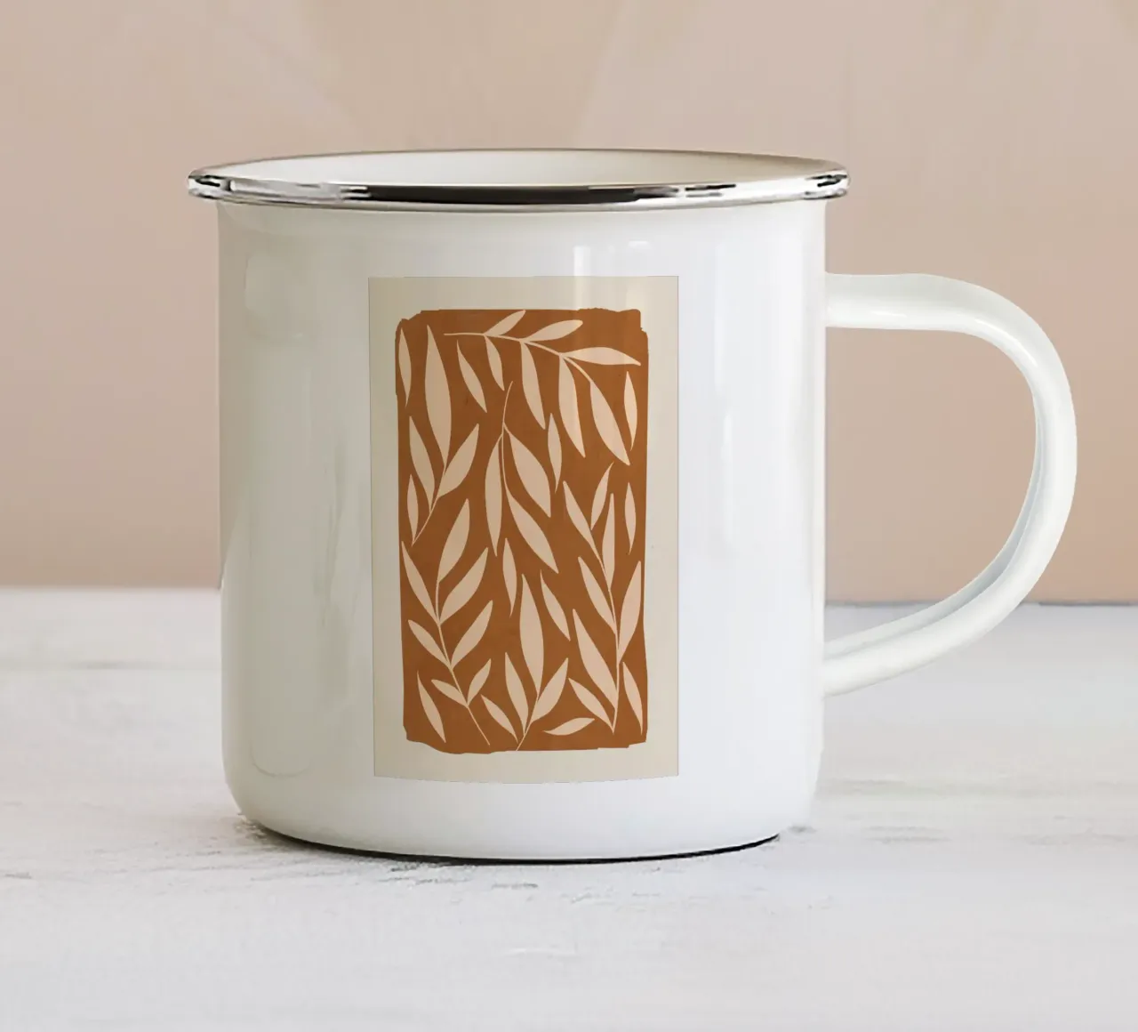 foglie astratte minimaliste 2 tazza in smalto da ThingDesign