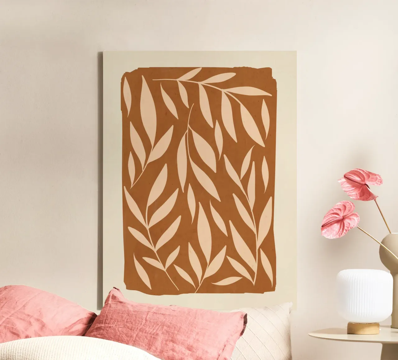 abstract minimalist leaves 2 canvas by ThingDesign