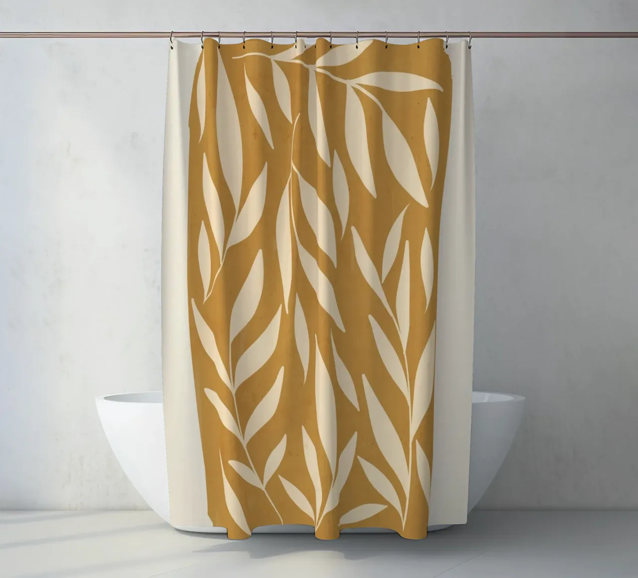 abstract minimalist leaves 3 shower curtain by ThingDesign