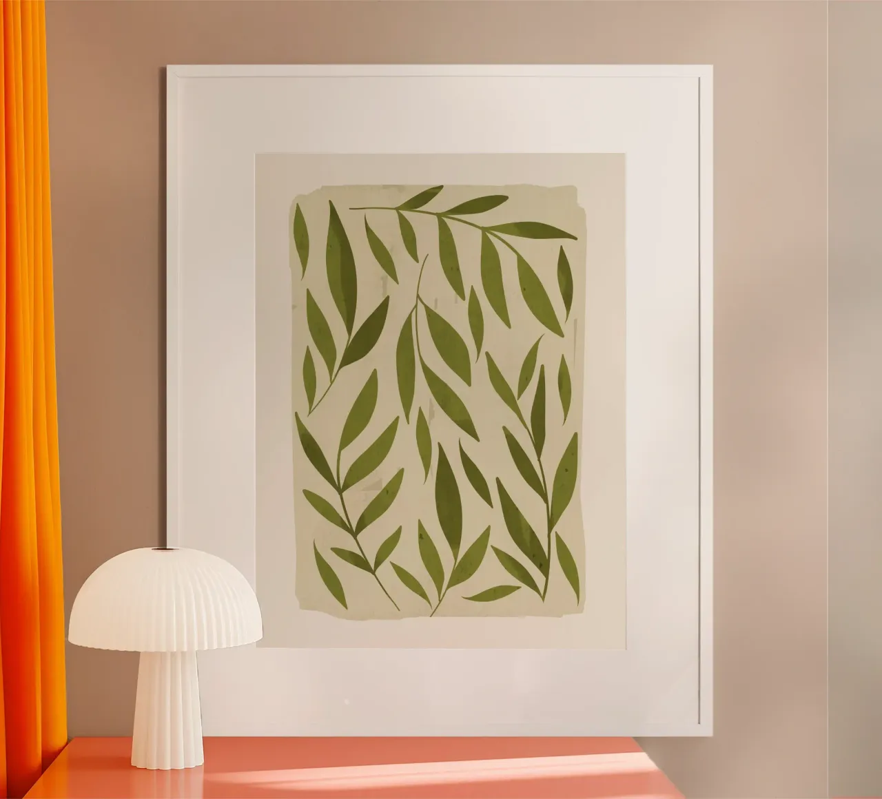 foglie astratte minimaliste 4 poster con telaio in alluminio da ThingDesign