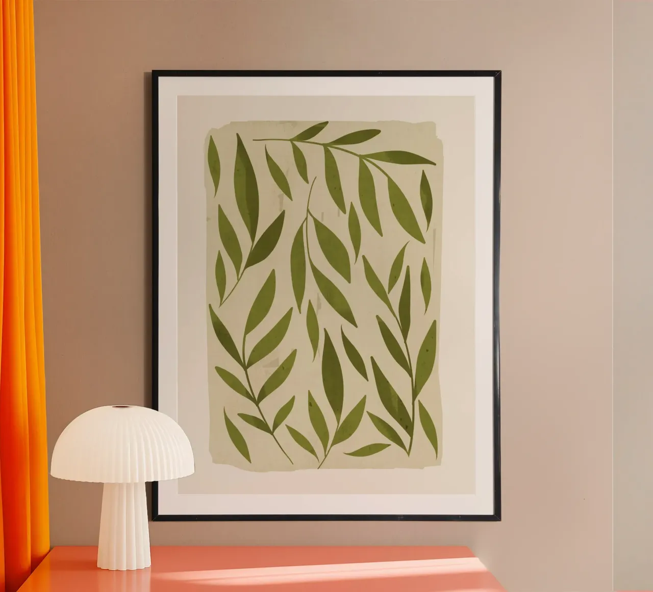 foglie astratte minimaliste 4 poster con telaio in alluminio da ThingDesign