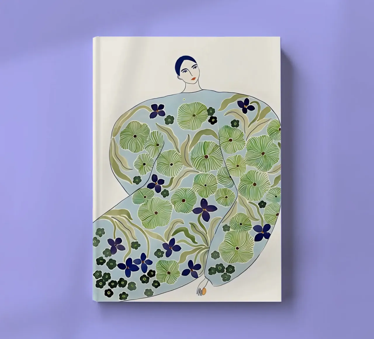 Abstract Woman in Flower Coat, Botanical Modern Art notebook by Boheme