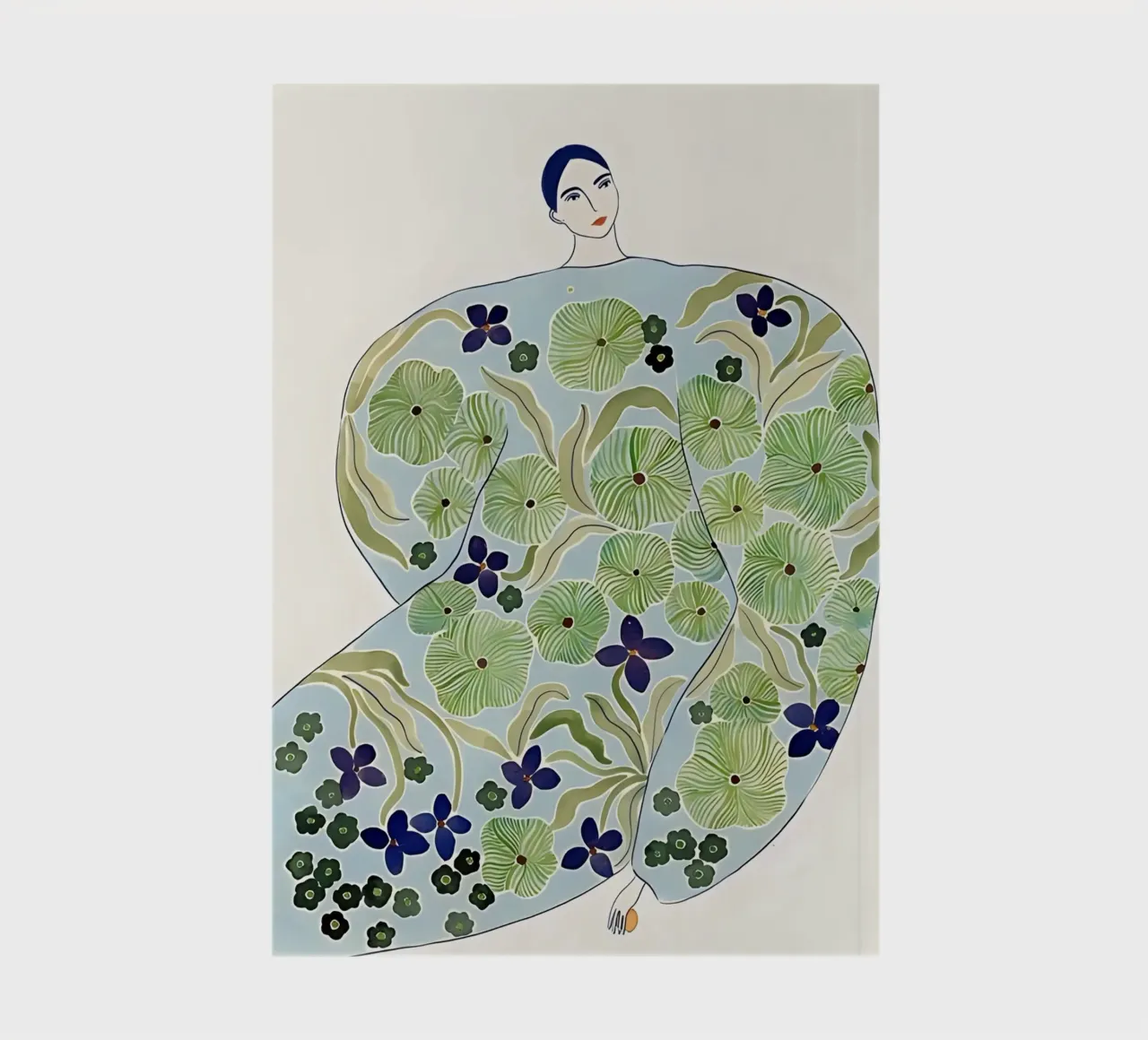 Abstract Woman in Flower Coat, Botanical Modern Art notebook by Boheme