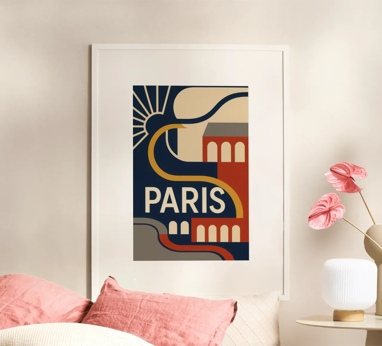 Parigi - Eleganza grafica francese poster con telaio in alluminio da JETLAG | affiches voyage