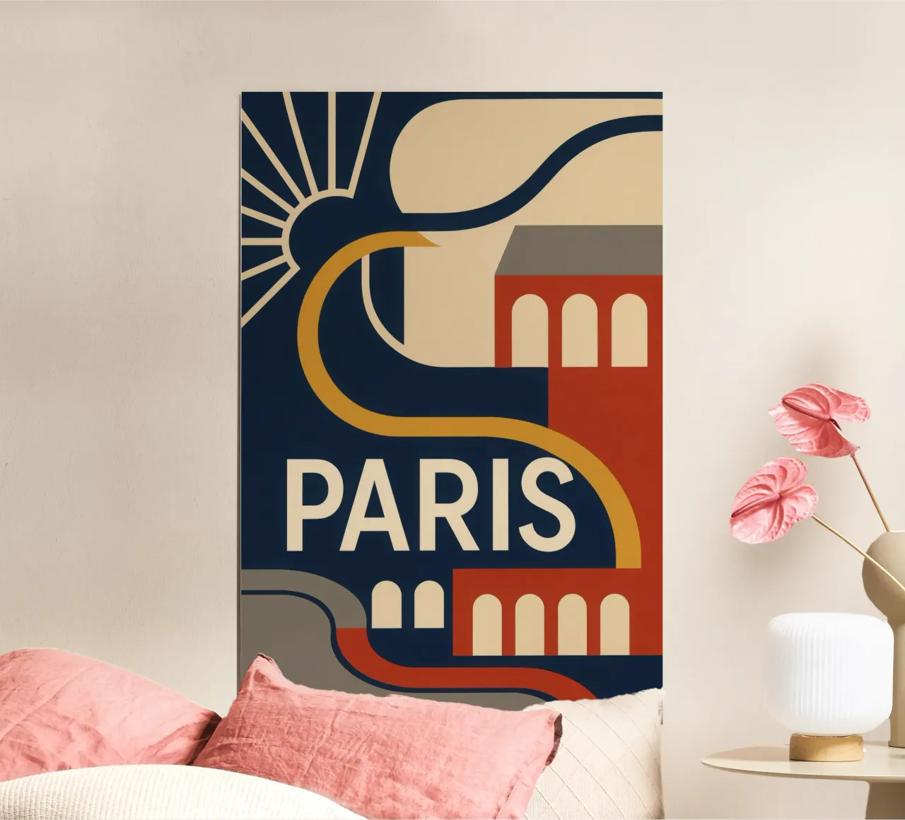 Parigi - Eleganza grafica francese poster con telaio in alluminio da JETLAG | affiches voyage