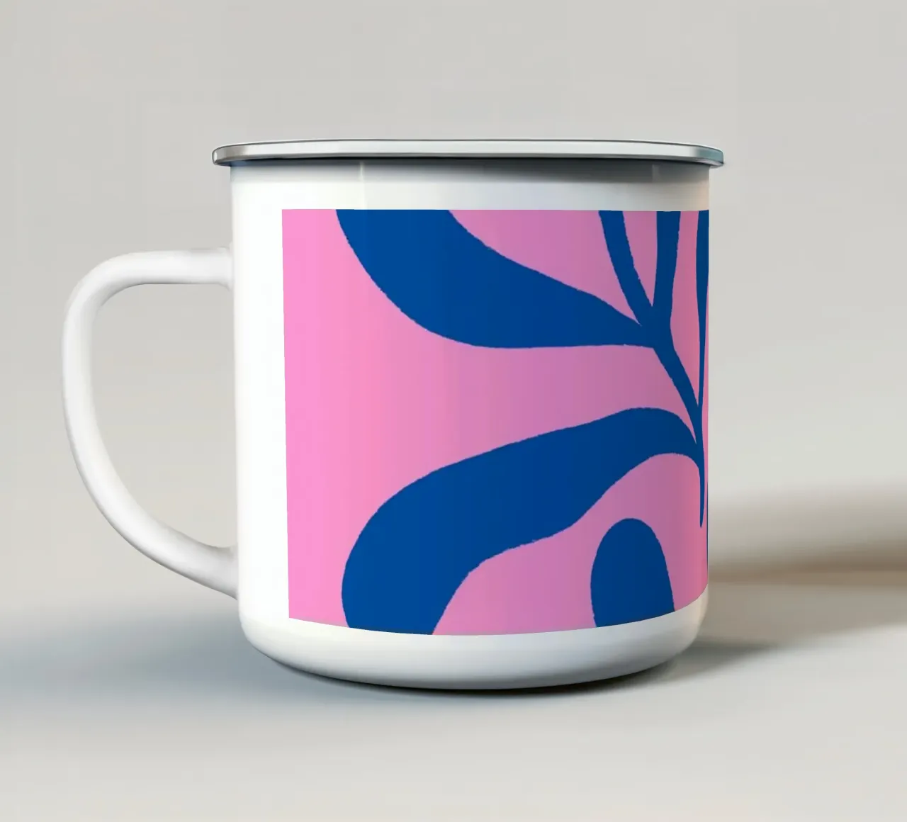 Rami colorati - rosa e blu tazza in smalto da Wackapacka
