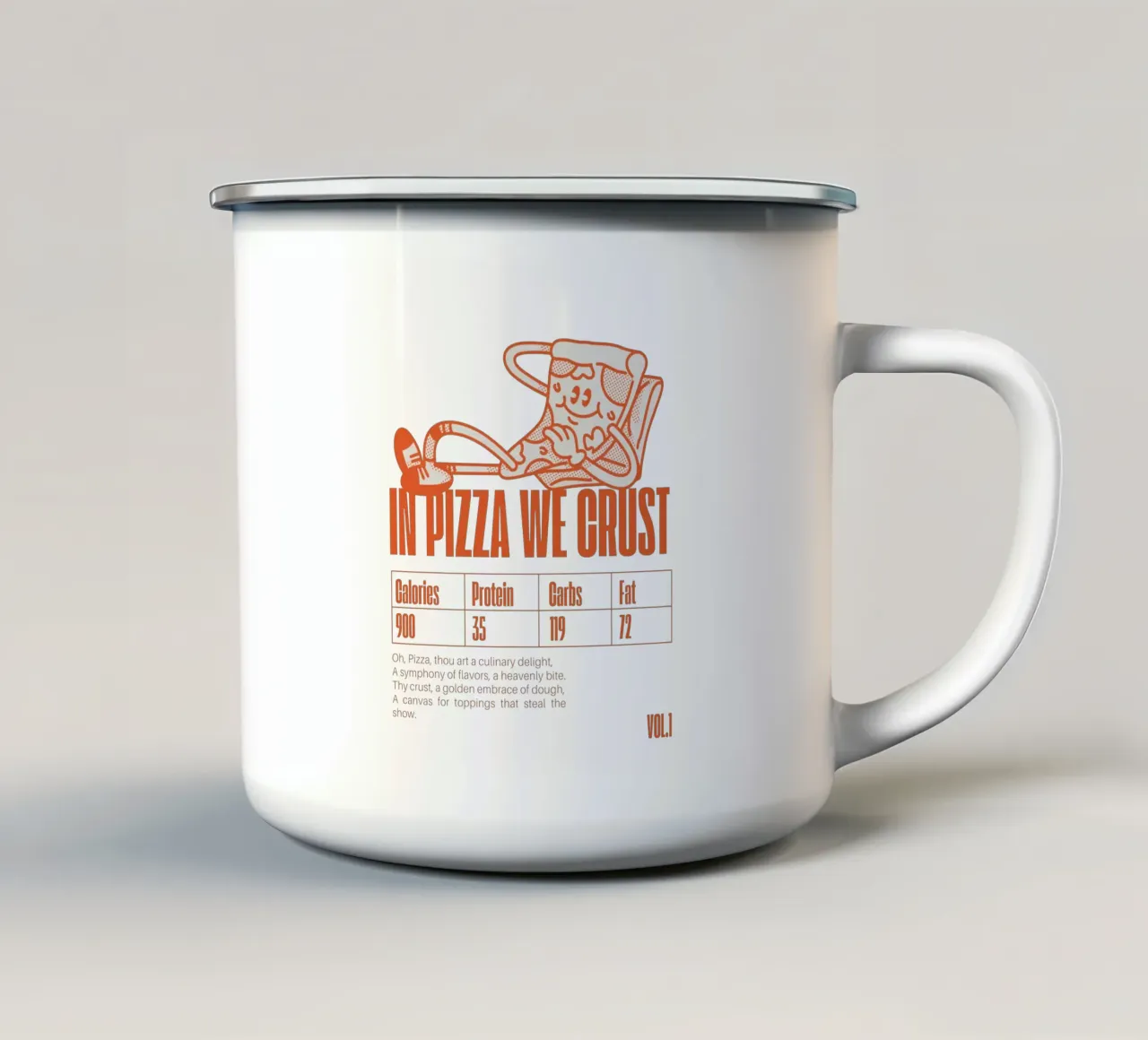 IN PIZZA WE CRUST tazza in smalto da Einfach Uebel