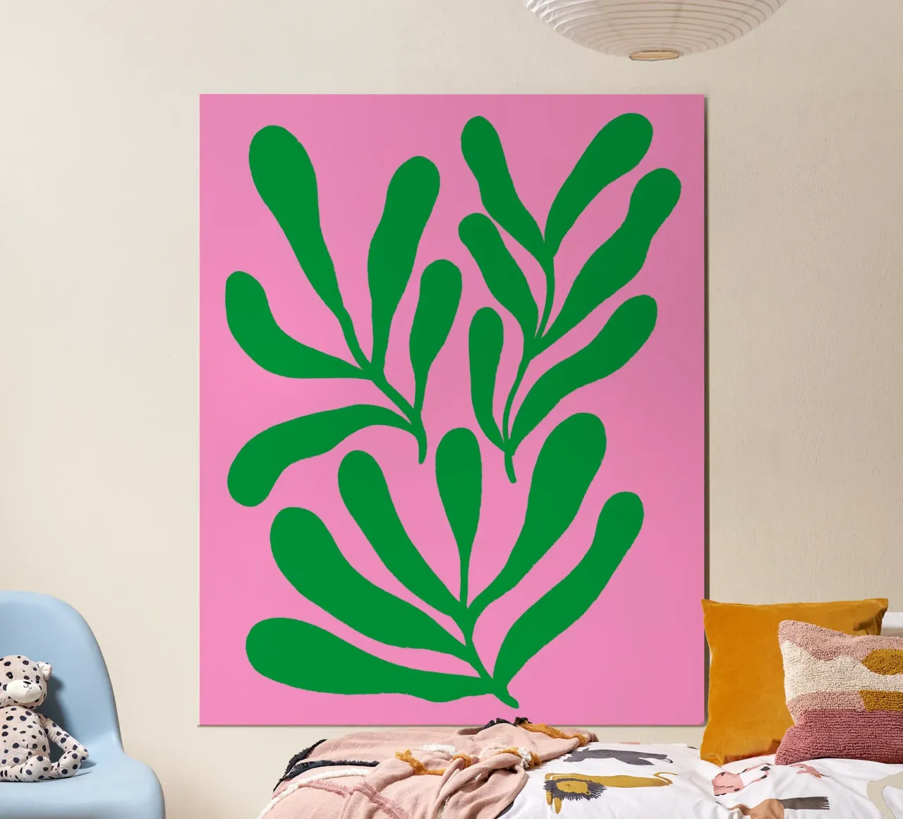 Rami colorati - rosa e verdi poster con telaio in alluminio da Wackapacka