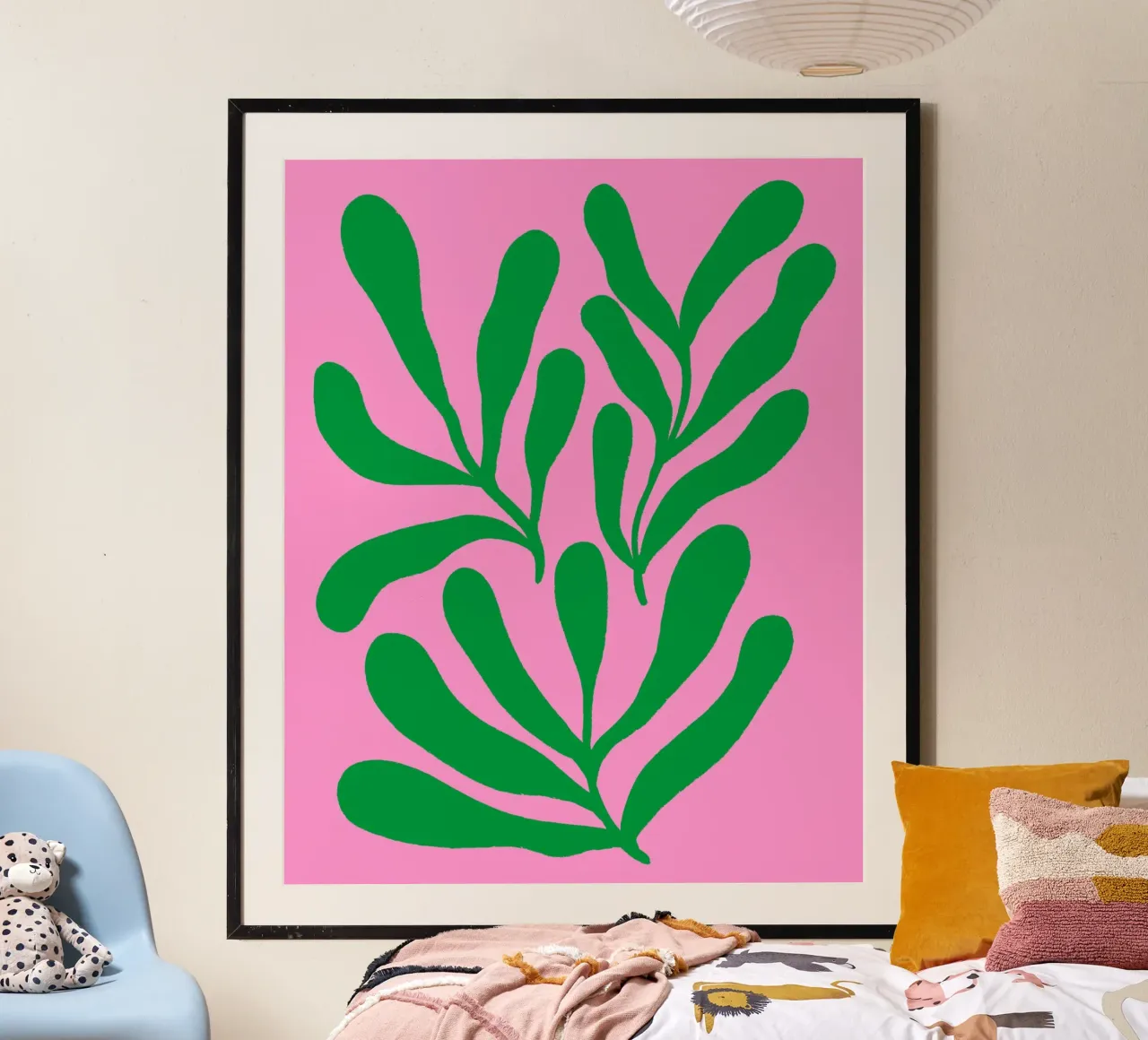 Rami colorati - rosa e verdi poster con telaio in alluminio da Wackapacka