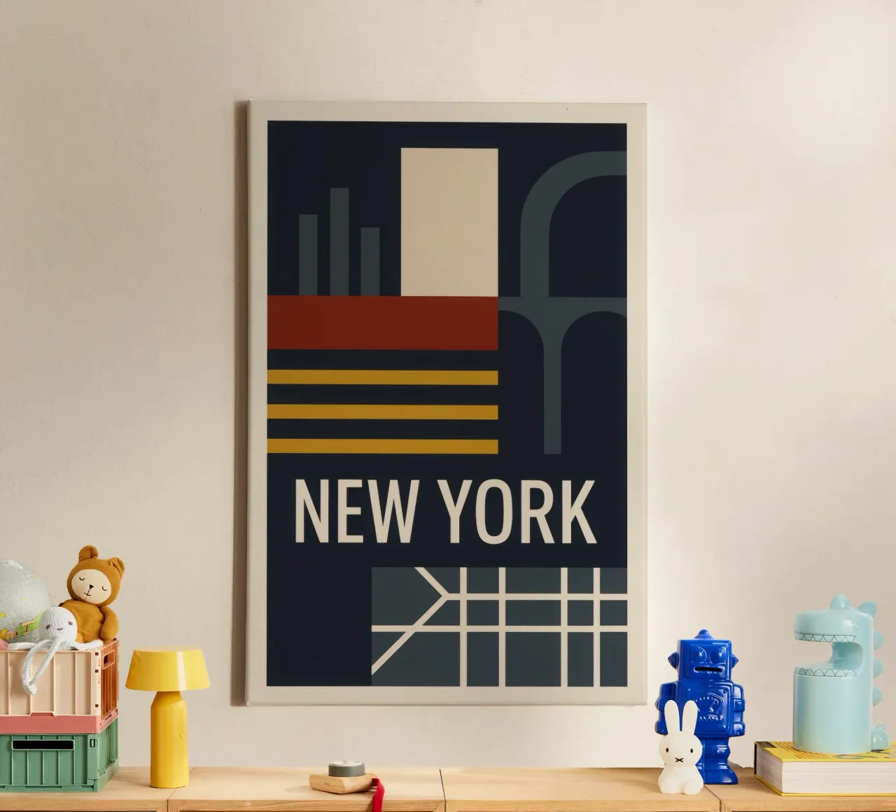 New York - De stad die nooit slaapt canvas met Baklijst van JETLAG | affiches voyage