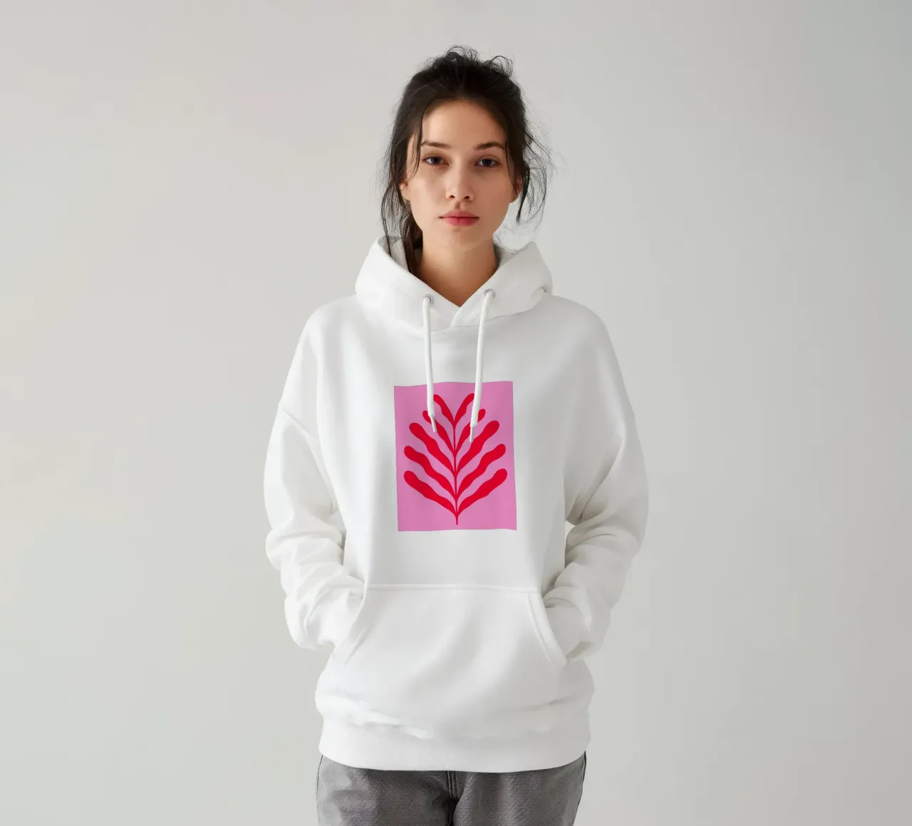 Ramo colorato - rosso e rosa felpa con cappuccio da Wackapacka
