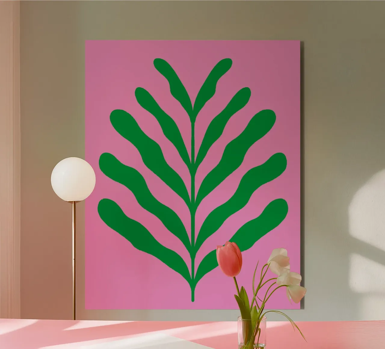 Ramo colorato - verde e rosa alluminio dibond da Wackapacka