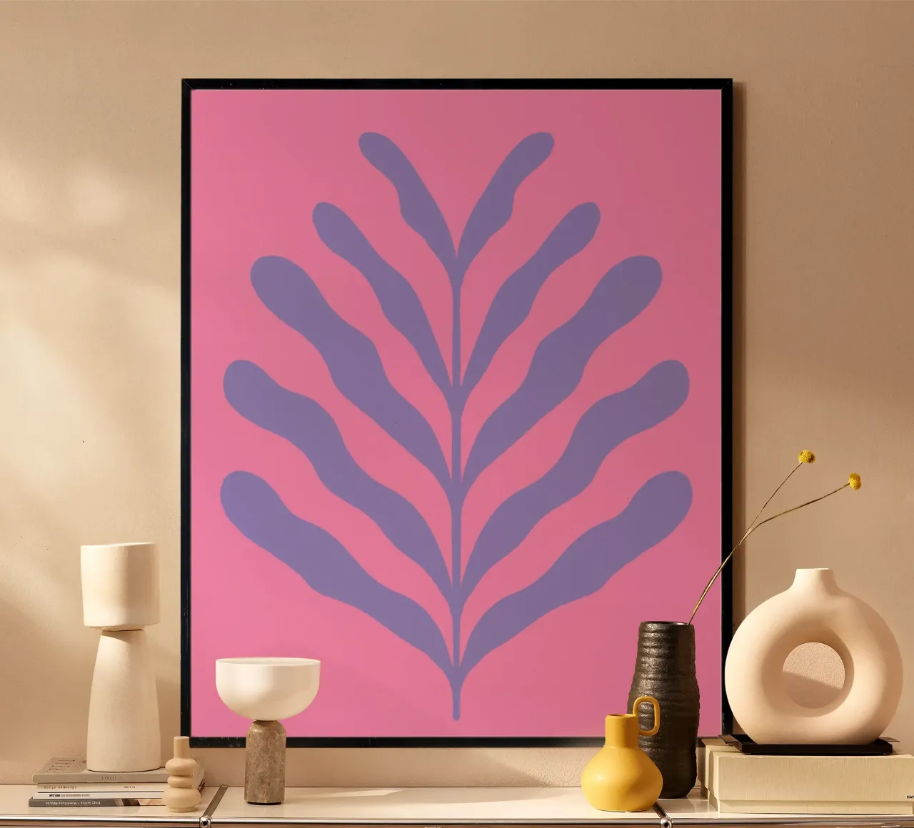 Ramo colorato - viola e rosa poster con telaio in alluminio da Wackapacka