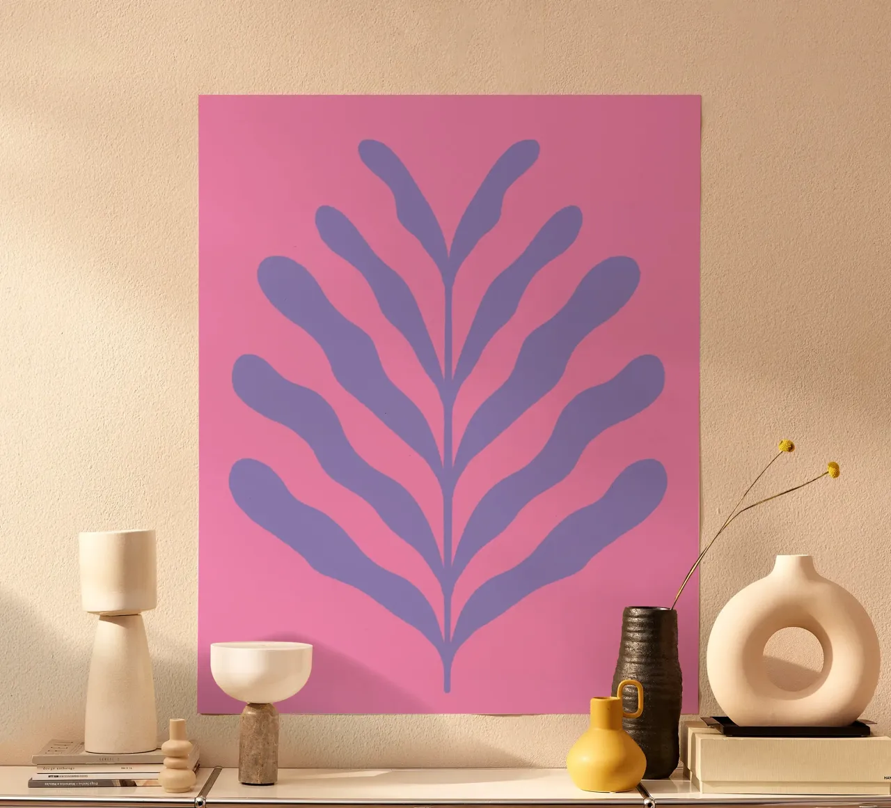 Ramo colorato - viola e rosa poster con telaio in alluminio da Wackapacka