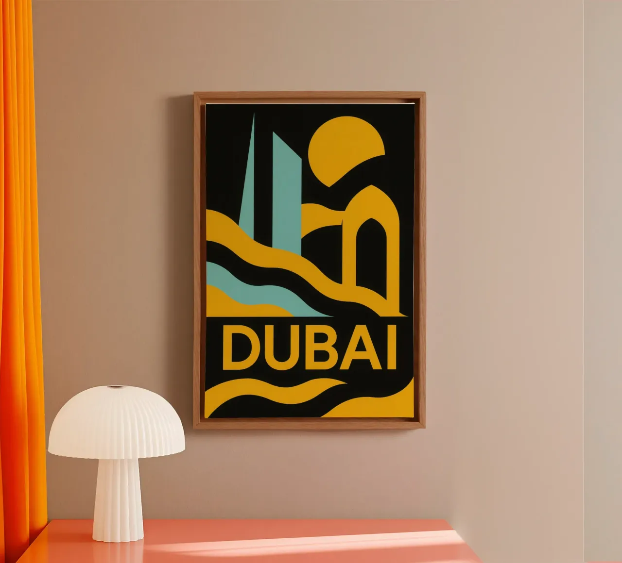 Dubai - Un sogno futuristico nel cuore del deserto tela con Cornice a cassetta da JETLAG | affiches voyage