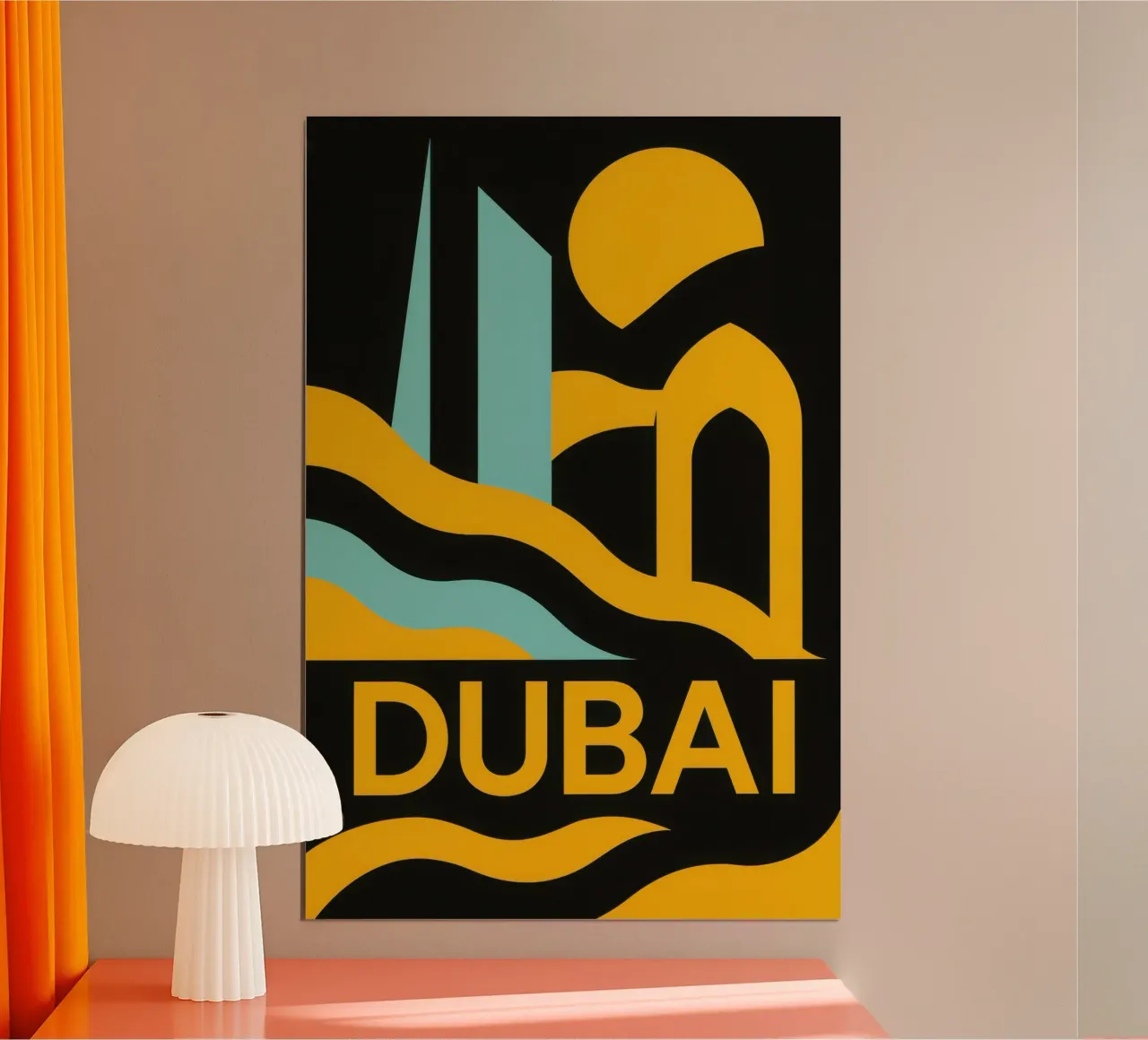Dubai - Un sogno futuristico nel cuore del deserto poster con telaio in alluminio da JETLAG | affiches voyage