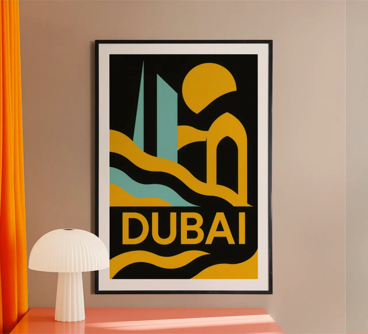 Dubai - Un sogno futuristico nel cuore del deserto poster con telaio in alluminio da JETLAG | affiches voyage