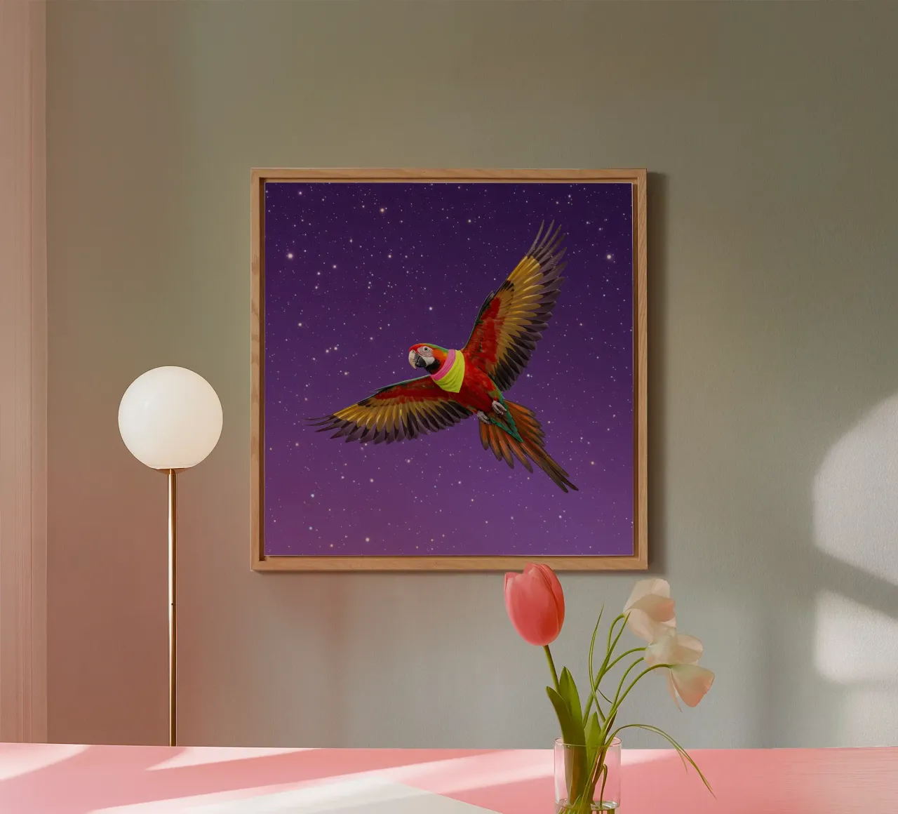 Pappagallo notturno alluminio dibond da Pawtrait Studio