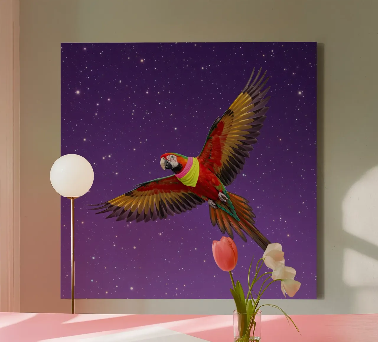 Pappagallo notturno tela con Cornice a cassetta da Pawtrait Studio