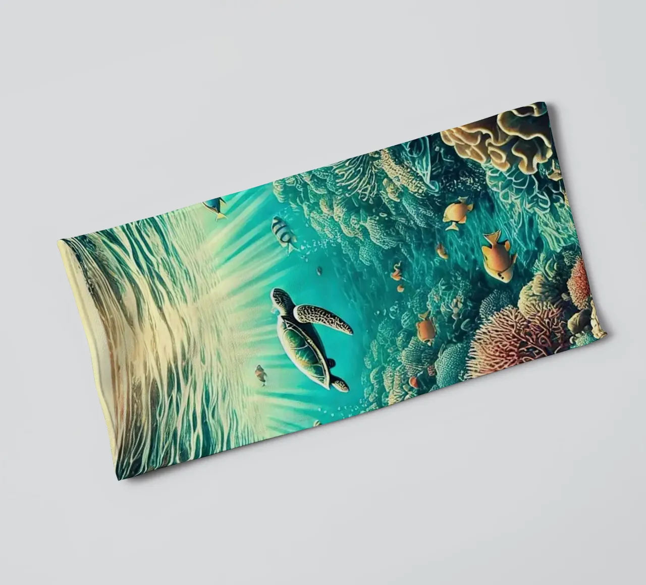 Vintage Australia, Great Barrier Reef Poster towel by Chromatic Fusion Studio