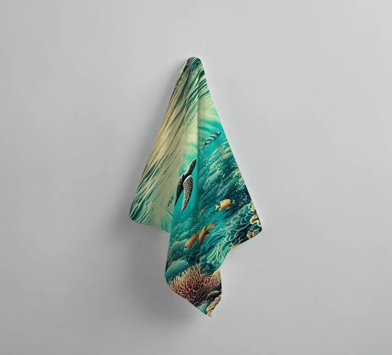 Vintage Australia, Great Barrier Reef Poster towel by Chromatic Fusion Studio