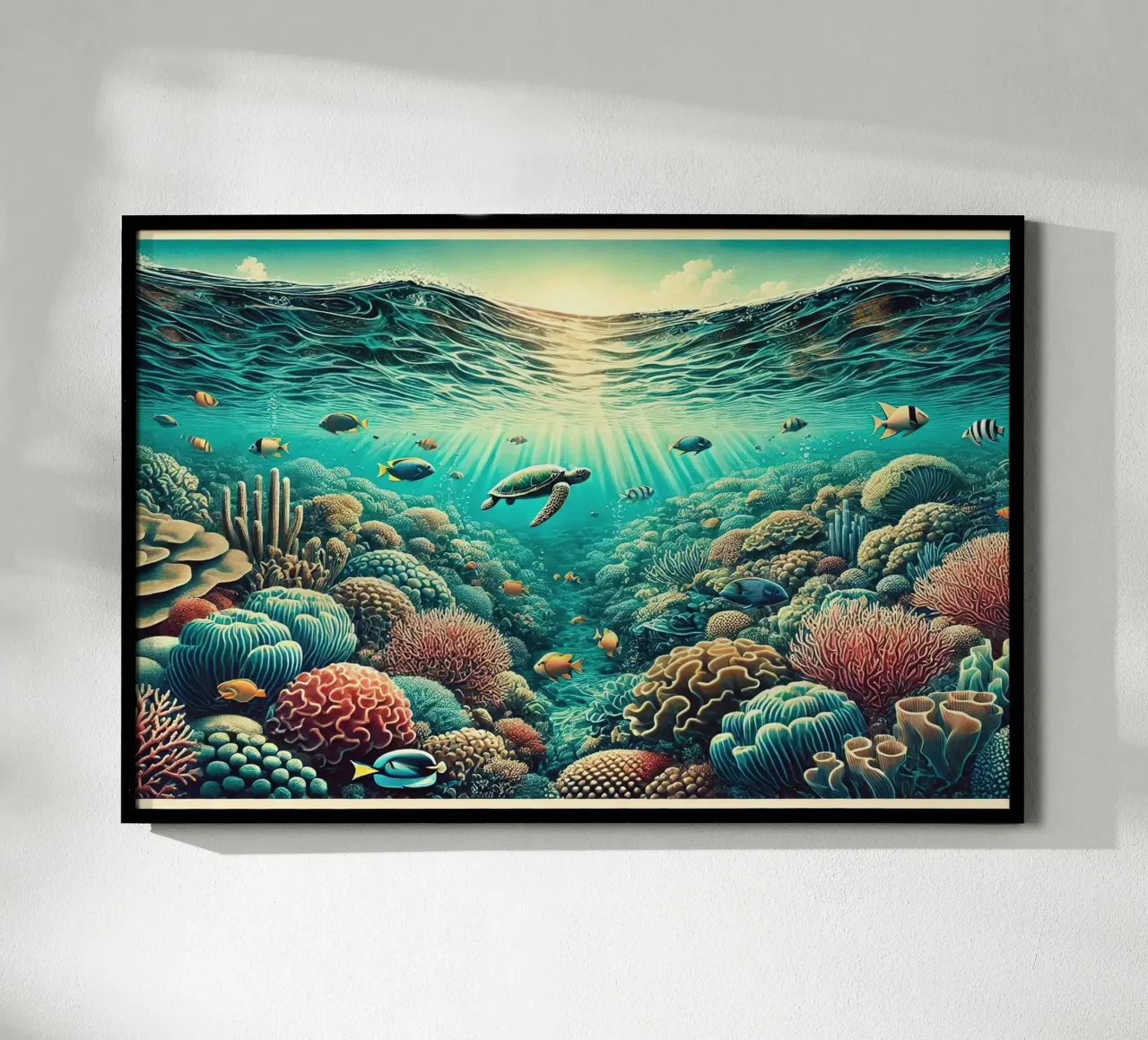 Vintage Australië, Groot Barrièrerif Poster hahnemühle van Chromatic Fusion Studio