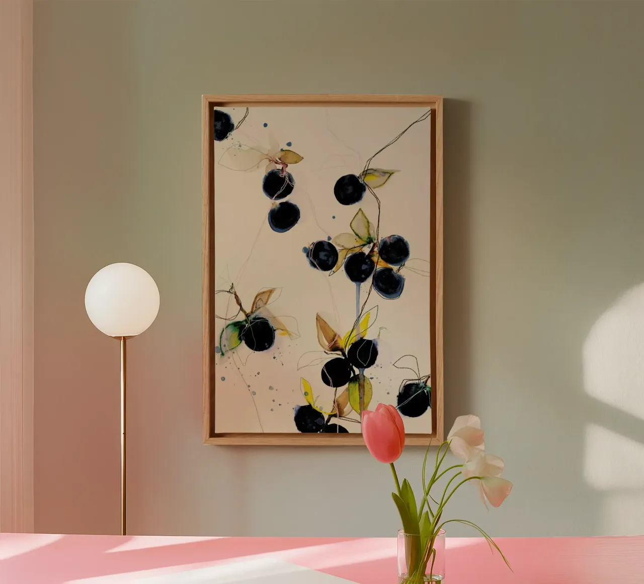 Blueberries 01 tela con Cornice a cassetta da Leigh Viner
