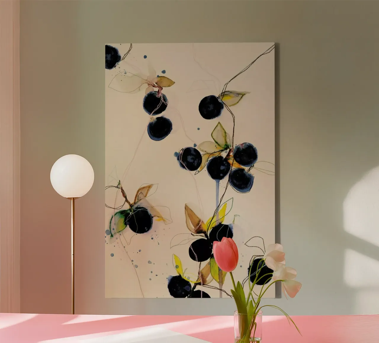 Blueberries 01 tela con Cornice a cassetta da Leigh Viner