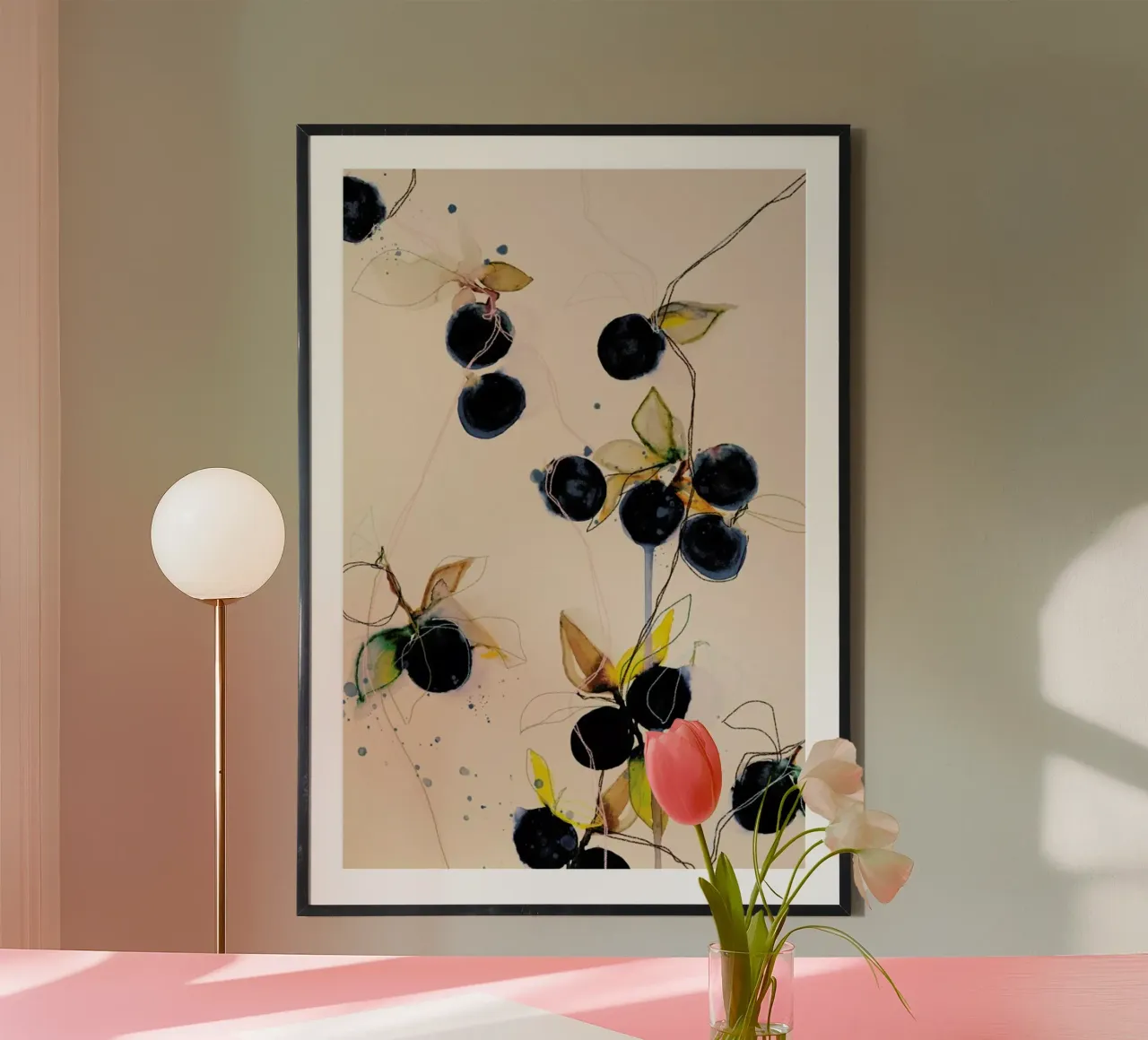Blueberries 01 poster con telaio in legno da Leigh Viner