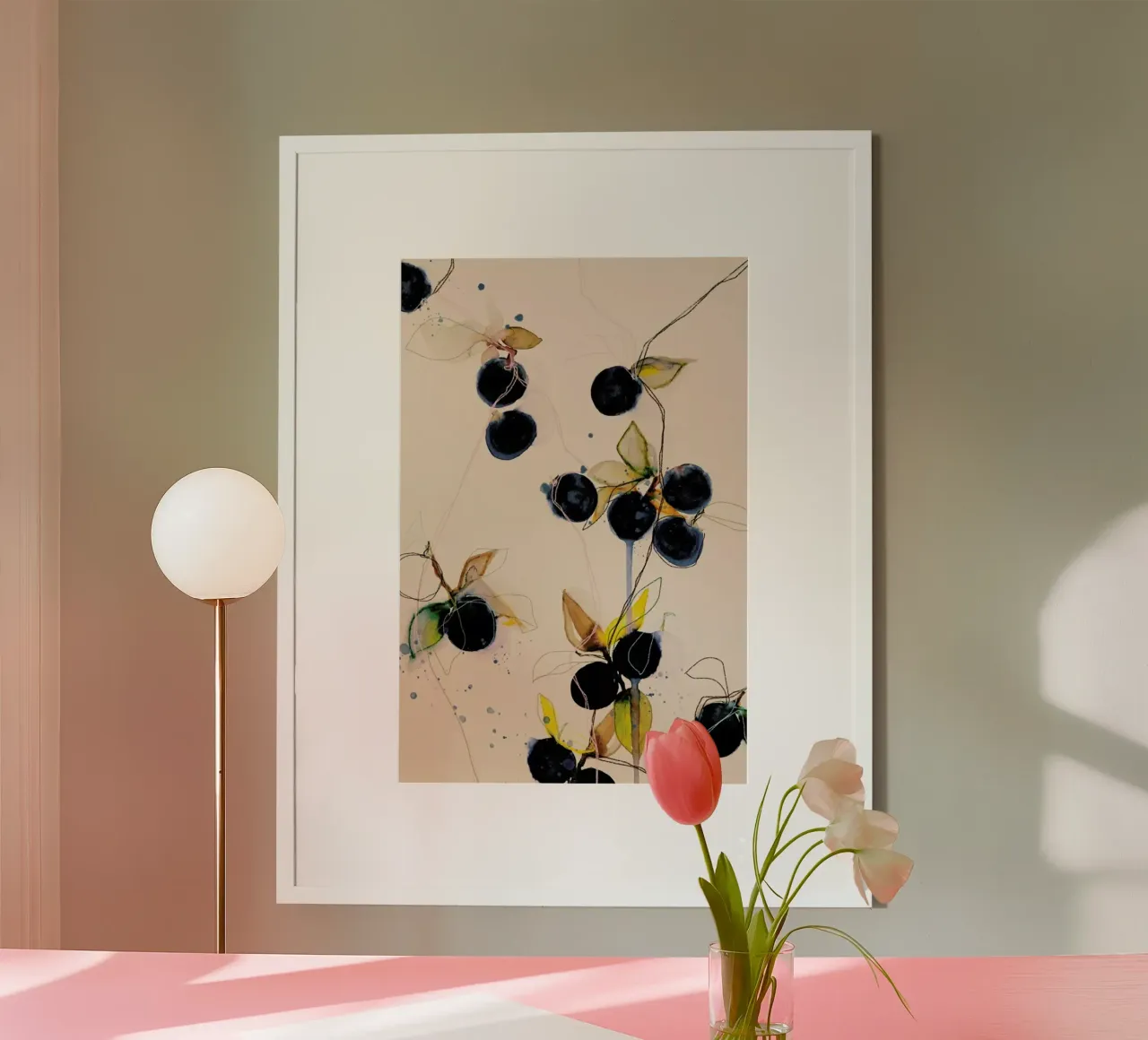 Blueberries 01 poster con telaio in legno da Leigh Viner