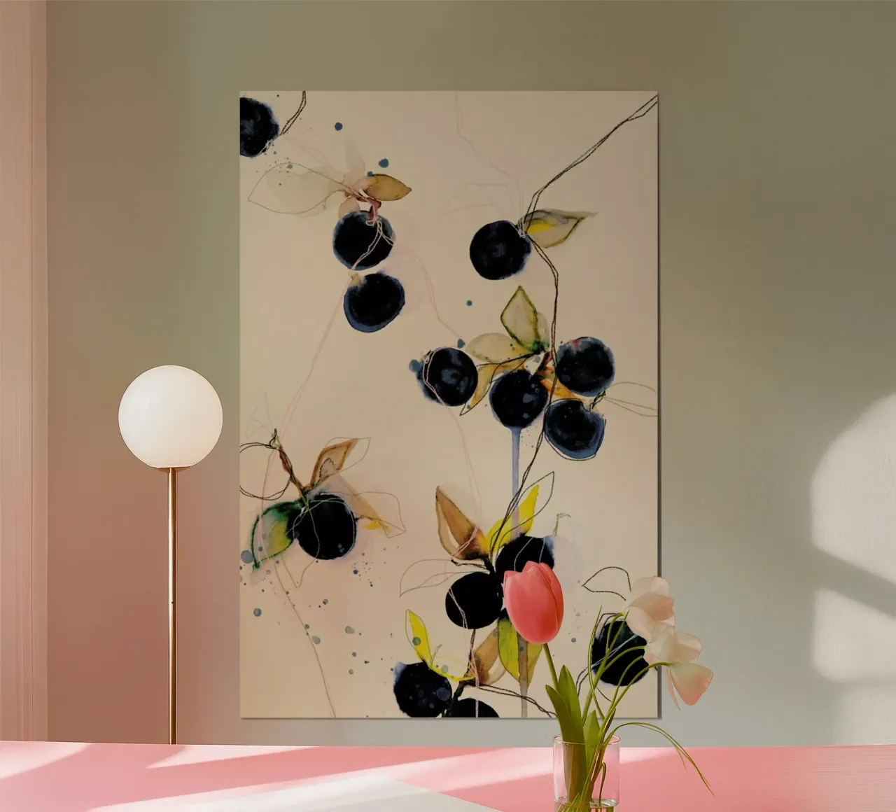 Blueberries 01 poster con telaio in legno da Leigh Viner