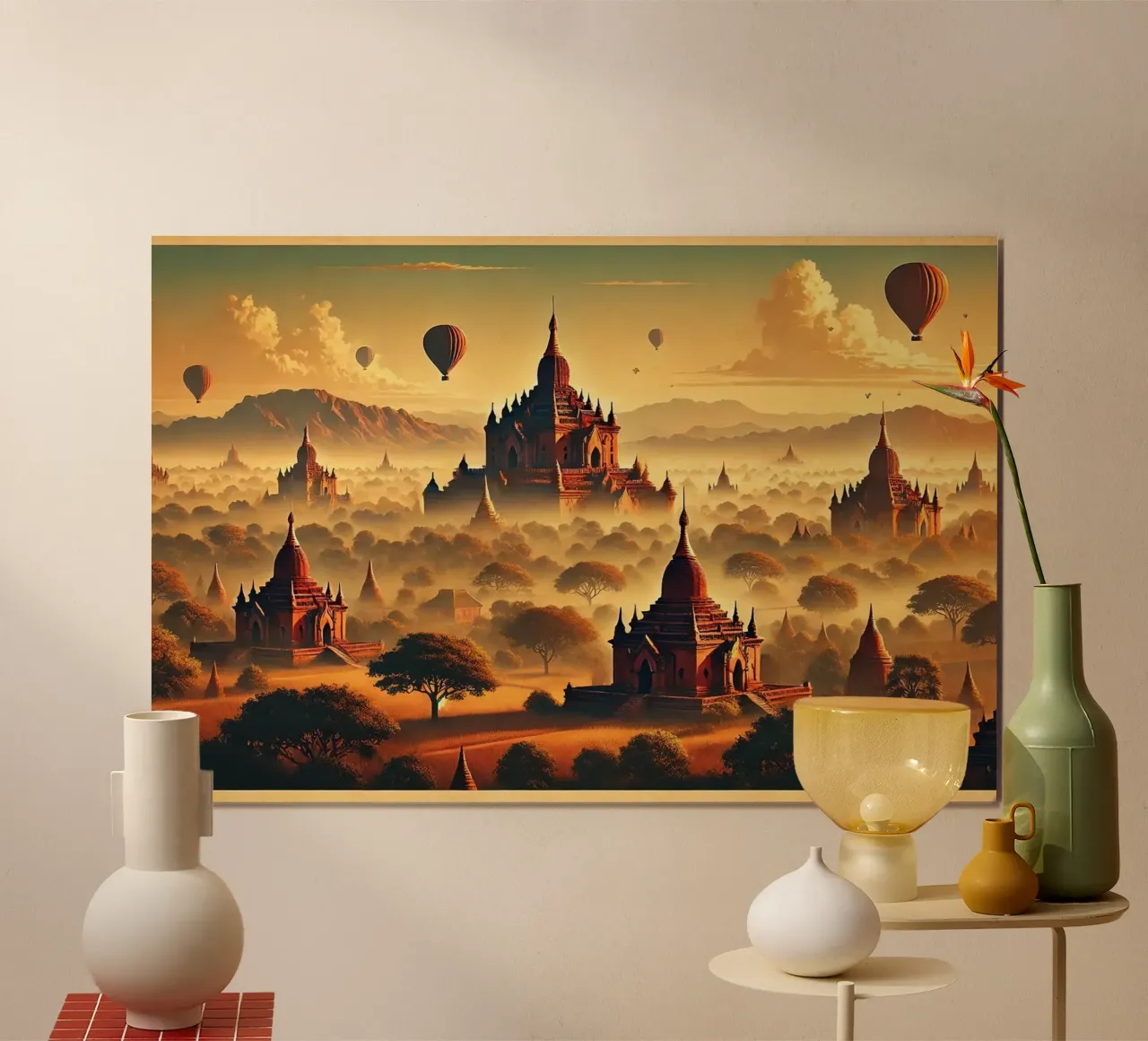 Poster d'epoca di Bagan, Myanmar poster da Chromatic Fusion Studio