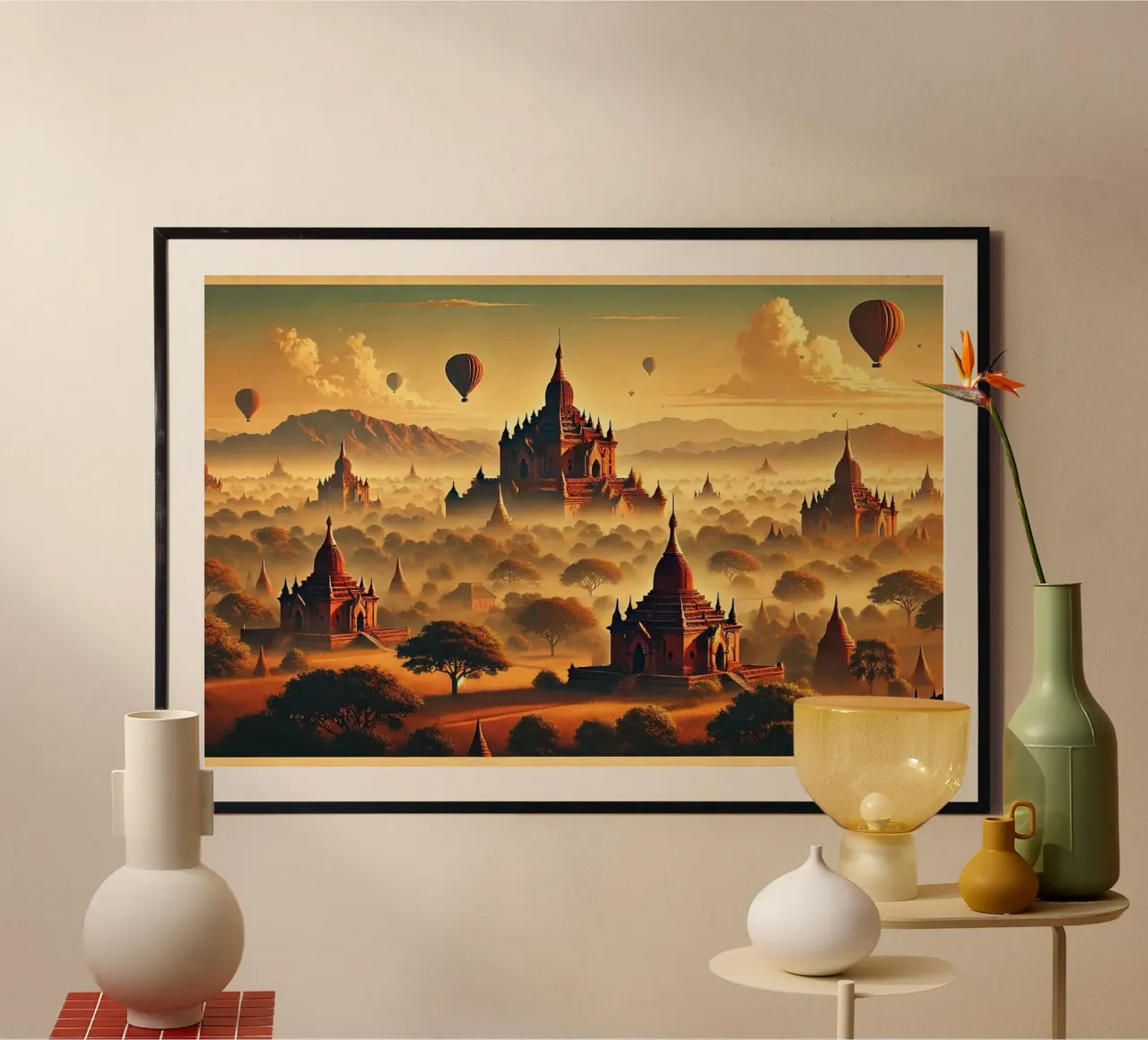 Poster d'epoca di Bagan, Myanmar poster da Chromatic Fusion Studio