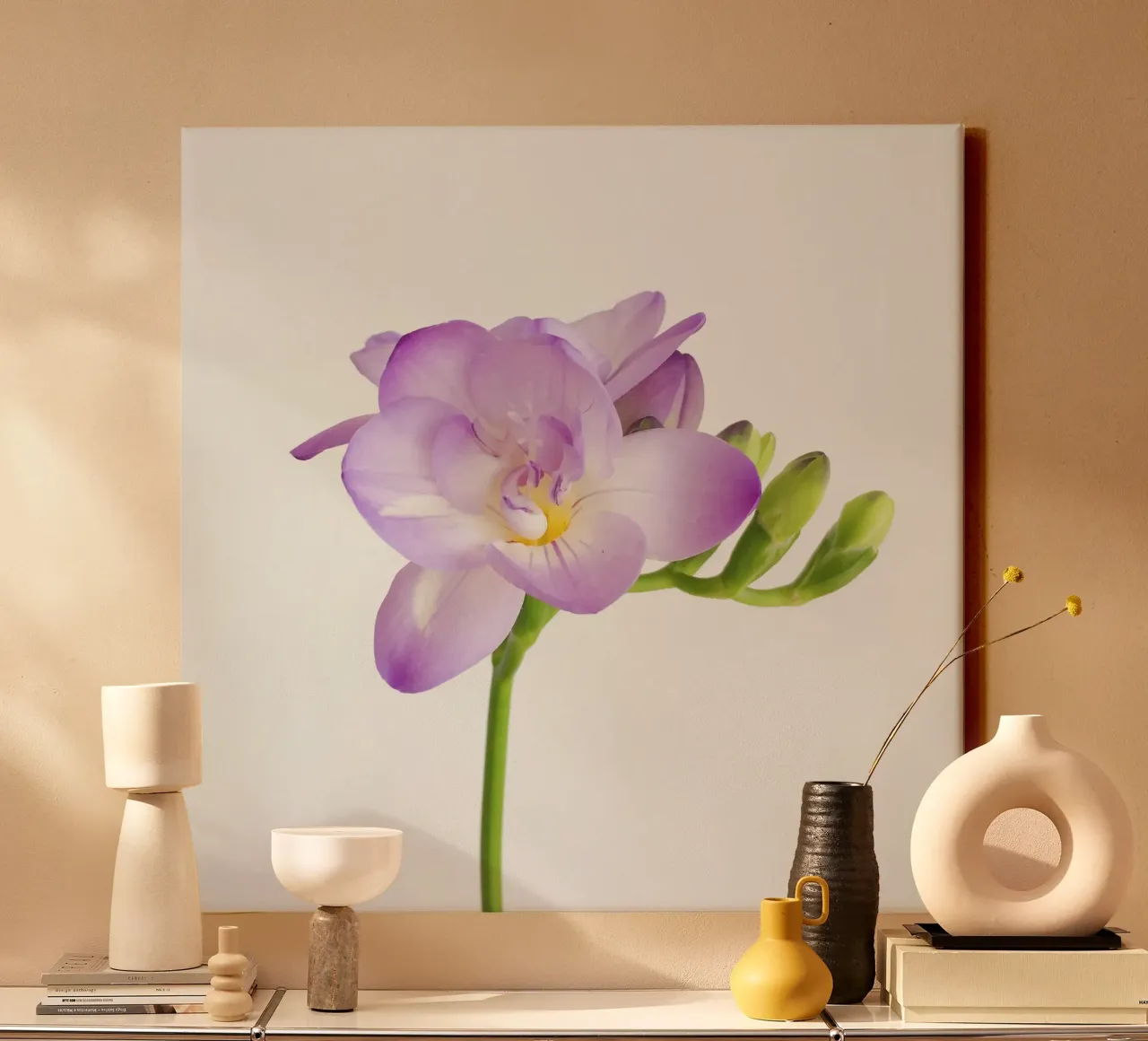 Paarse bloem canvas met Baklijst van Cassia Beck Photography