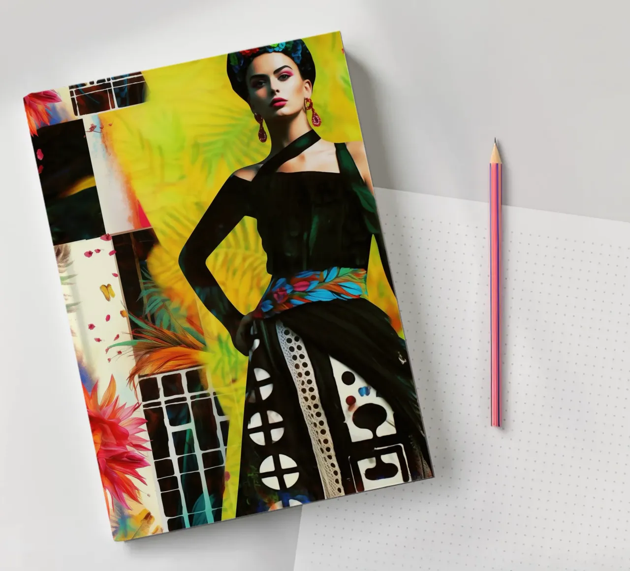 Frida Kahlo | Gemengde Media Pop Art Collage notitieboek van Autofocus