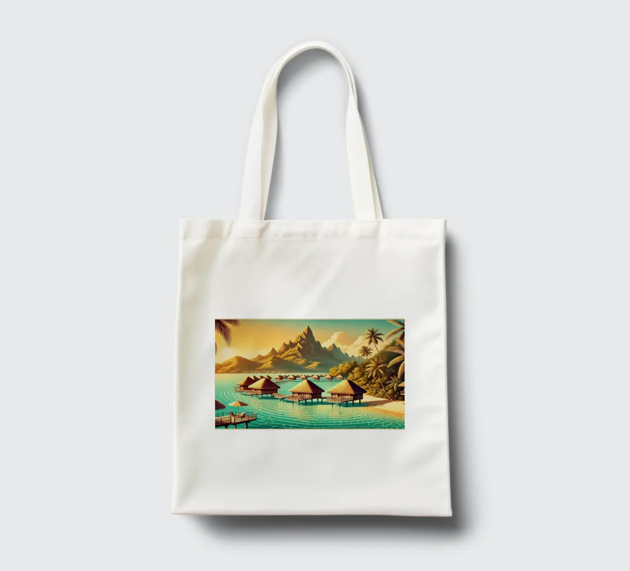 Poster d'epoca di Bora Bora, Polinesia francese borsa in juta da Chromatic Fusion Studio