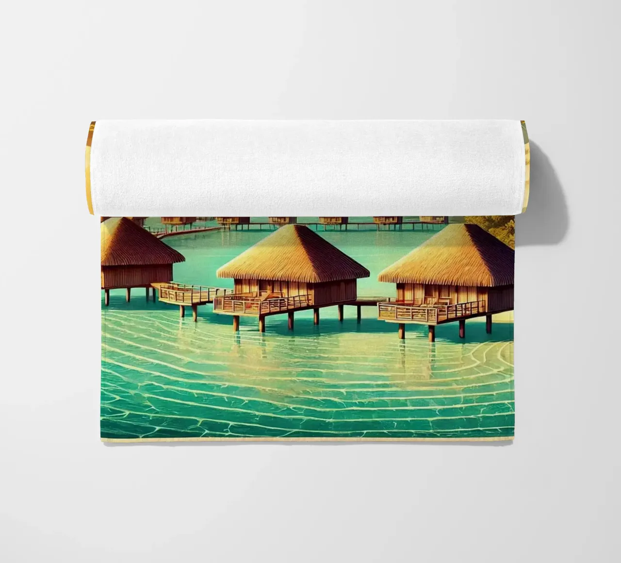 Poster d'epoca di Bora Bora, Polinesia francese telo mare da Chromatic Fusion Studio
