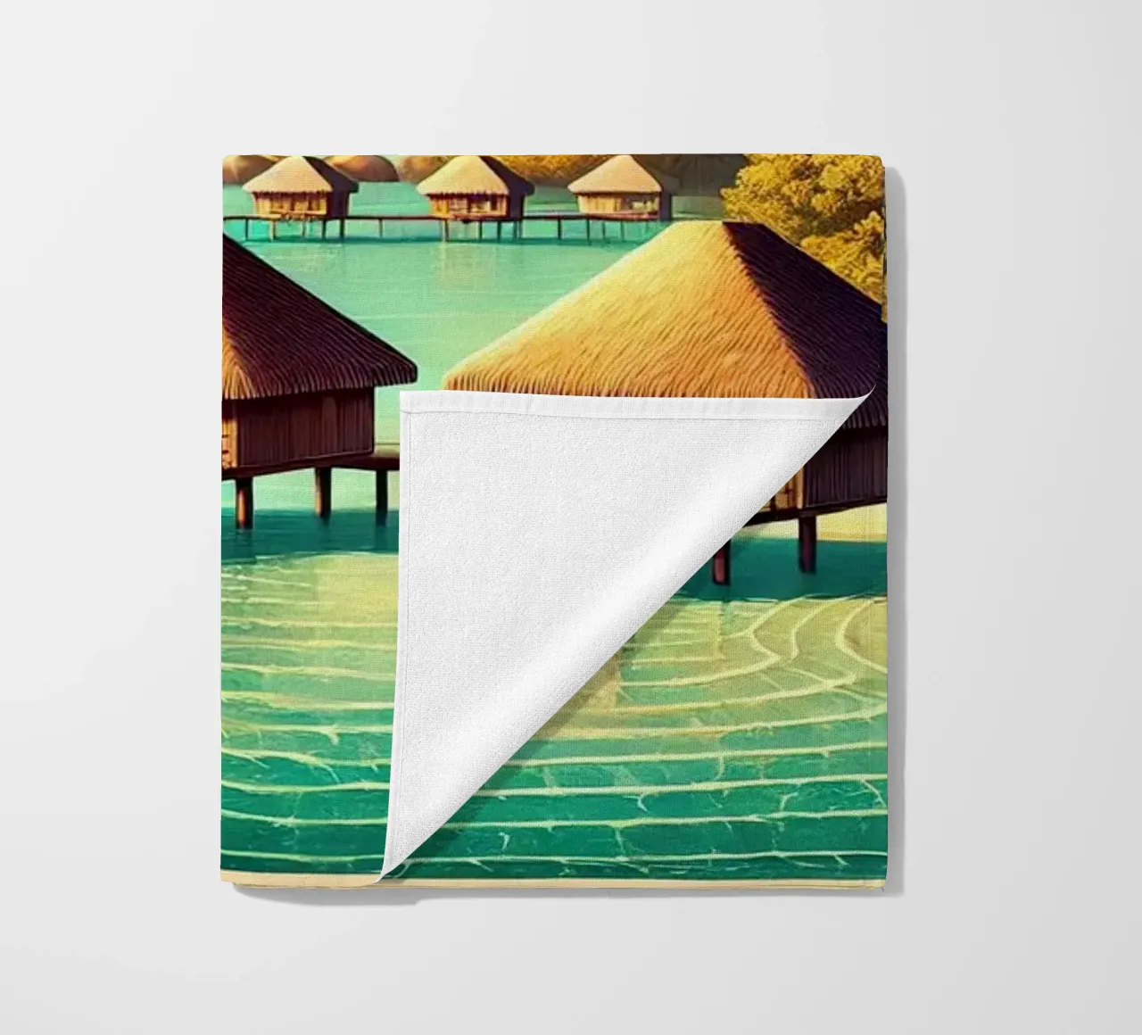 Poster d'epoca di Bora Bora, Polinesia francese telo mare da Chromatic Fusion Studio