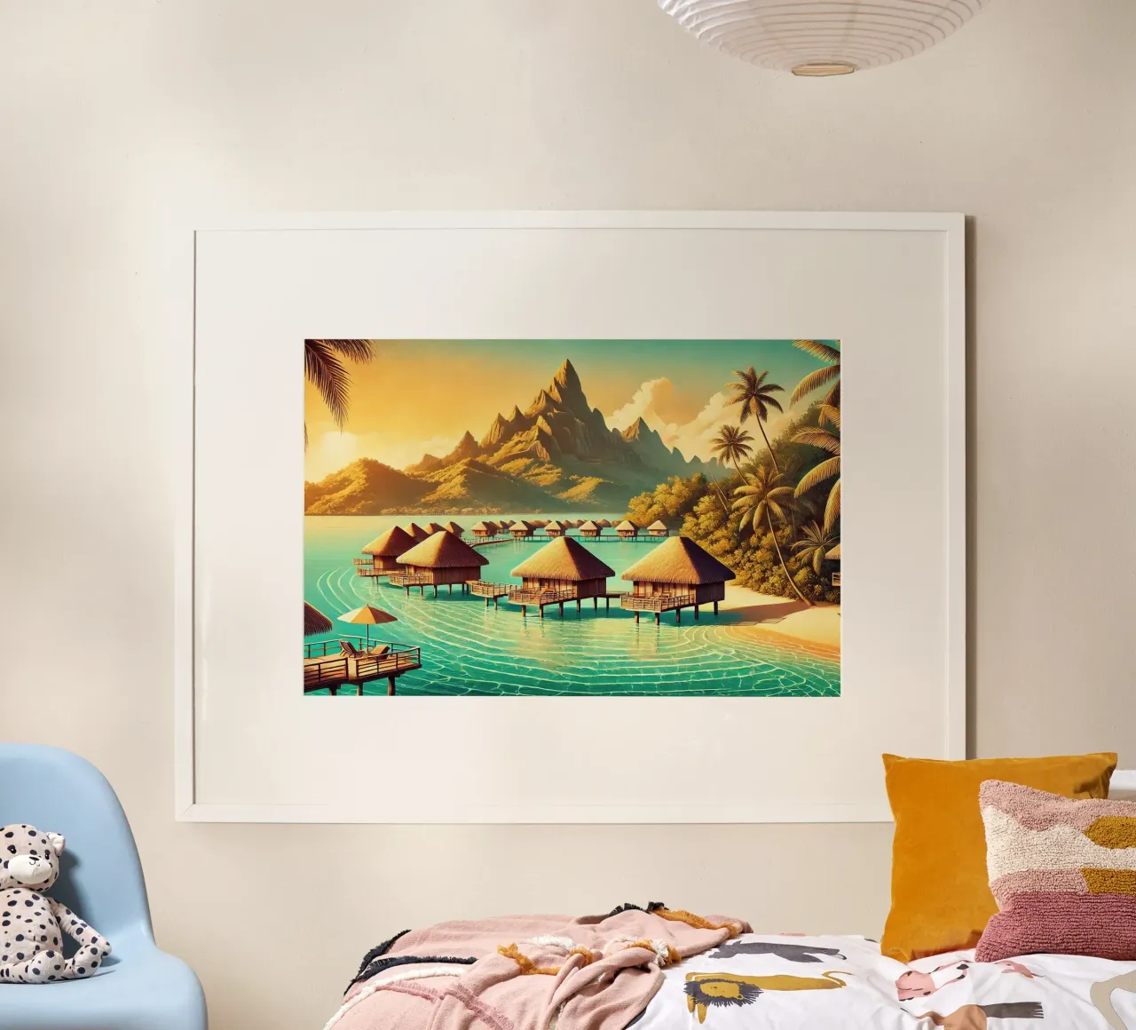 Poster d'epoca di Bora Bora, Polinesia francese poster da Chromatic Fusion Studio